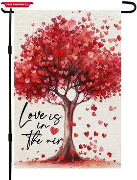Hysl42w5kf4 Hykolity Valentines Day Garden Flag 12x18 Inch Double Sided For Outside Small Burlap Red