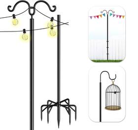 Y1f52 Idzo 810140959799 String Light Poles 1pack 7-prong With Fence Brackets Black