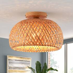 Ihengyanlt 733998191473 Ceiling Light Fixtures Hand-woven Boho Flush Mount Handmade C