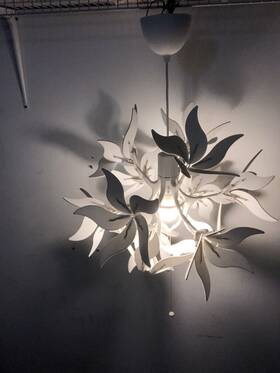 104.071.03 Ikea Ramsele Pendant Lamp Flower White Adjustable 17 Inch Textile Sheets