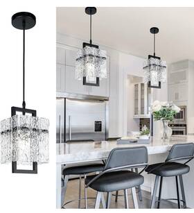 Pazju-2022122803 Ikk Black Crystal Pendant Light For Kitchen Island Water Ripple Glass Chandelier