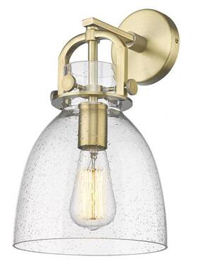 410-1w-bb-g412-8sdy Innovations Lighting Newton Bell Wall Sconce Brushed Brass