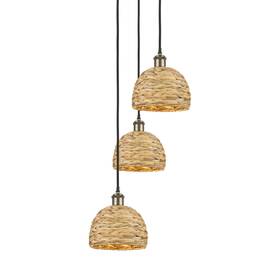 113b-3p-bab-rbd-8-nat Innovations Lighting 113b-3p-30-19 Woven Rattan Pendant - Black Antique