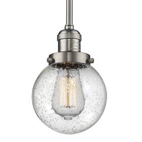 201s-sn-g204-6 Innovations Lighting 201s-6 Beacon 6 Inch W Mini Pendant - Nickel