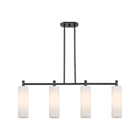 434-4i-bk-g434-12wh Innovations Lighting Crown Point 4 Lt 12 Inch Stem Island Light Bk/wh -
