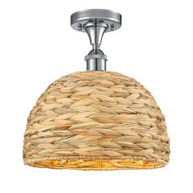 516-1c-pc-rbd-12-nat Innovations Lighting 516-1c-13-12 Woven Rattan Semi-flush - Polished