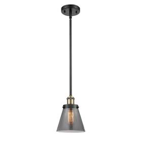 516-1p-12-8 Innovations Lighting Niko Black Antique Brass Pendant Plated Smoke Glass Shade