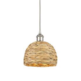 516-1p-pn-rbd-8-nat Innovations Lighting 516-1p-9-8 Woven Rattan Pendant - Polished