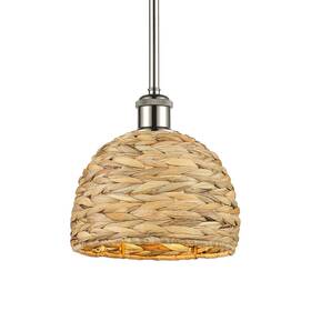 516-1s-pn-rbd-8-nat Innovations Lighting 516-1s-9-8 Woven Rattan Pendant - Polished