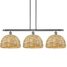 516-3i-pc-rbd-12-nat Innovations Lighting 516-3i-12-38 Woven Rattan Linear - Polished Chrome / 516-3i-pc-rbd-12-nat Innovations Lighting 516-3i-12-38 Woven Rattan Linear - Polished Chrome /
