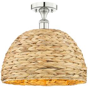 616-1f-pn-rbd-16-nat Innovations Lighting 616-1f-14-16 Woven Rattan Semi-flush - Polished
