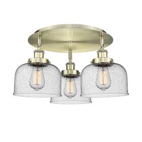 916-3c-ab-g74 Innovations Lighting 916-3c-10-20 Bell Flush 3 Light 20 Inch W - Brass