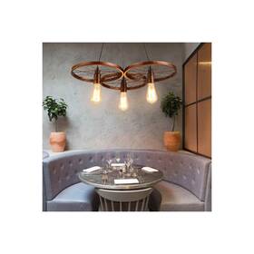Interloper 098931472706 Rustic Farmhouse Decor 3 Wagon Wheels Pendant Light Fixture Chandelier Bar Resta