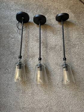 Intertek 720455947834 3 Black Pendant Light Lights Kitchen Island With Clear Glass Shade 26 Inch