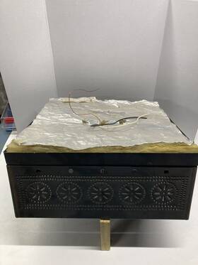 431cct Irvins Country Tinware Square Ceiling Light With Chisel In Tin