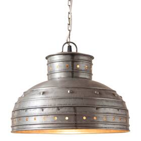 K18-64bu Irvins Tinware Country Kitchen Table Pendant In Brushed Tin 11 One Size Gray