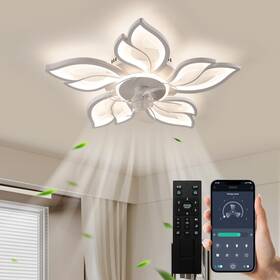 Gb6105 Jaymp 27.6 Inch Modern Flower Ceiling Light With Fan 6 Speeds 5 Blades