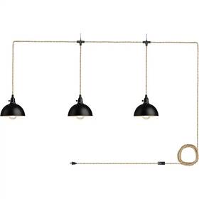 Jazava 694685348382 3-light Pendant Light With Plug In Cord Industrial Hanging Black
