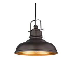 Hd016-1m Jazava 1-light Oil Rubbed Bronze Large Metal Shade Pendant Light