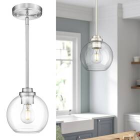 Pl101bn Jazava Globe Pendant Light Fixture Modern Brushed 6.7 Inch Nickel