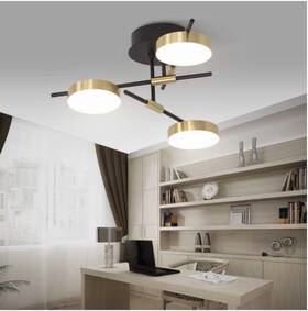 Mc1541-3b-bsd Jc Topa 3 Light Led Ceiling Fixture Gold Black Modern Flush Mount