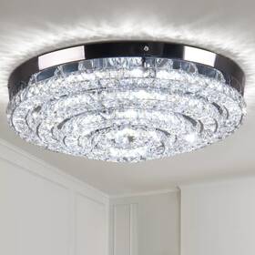 1234-cool Jenvkoil 17.7 Inch K9 Crystal Chandeliers Led Modern Chandelier 4 Round Stainless