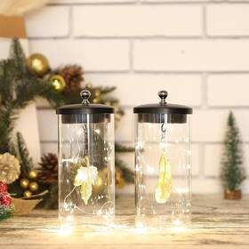 30258 Jhy Design Set Of 2 Leaf Pendant Decorative Lamp Battery Powered Gold