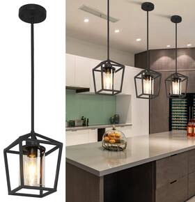 Jiayashous 760701616251 1 Pack Black Pendant Light Fixture Farmhouse Iron Cage Metal La