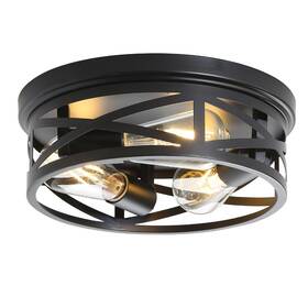 Am70053-bk Jodauirt Flush Mount Ceiling Light Fixture Black 3-light Industrial Farmhouse Fi