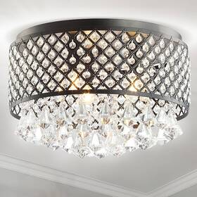 Jonathan Y 196868007999 Ellen 3-light Crystal Drops/metal Led Flush Mount By