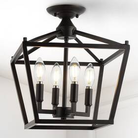 Jonathan Y 196868011279 Milton Mini Lantern 4-light Iron Modern Farmhouse Led Flush