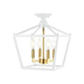 Jonathan Y 196868091929 Milton Mini Lantern 4-light Iron Modern Farmhouse Led Flush Mount By