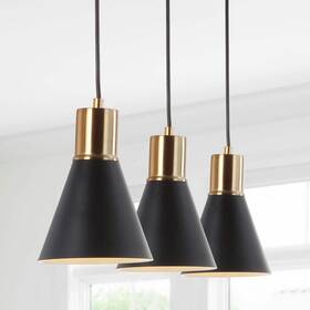 Jonathan Y 819727025933 Apollo 33.5 Inch 3-light Adjustable Modern Metal Black/brass Gold Led