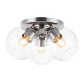 Jyl7568b Jonathan Y 840011428604 Iris 11.5 Inch 3-light Farmhouse Rustic Iron/glass Led Semi Flush Mount