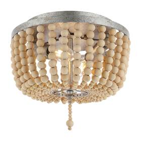 Jonathan Y 840011491509 Allie Wood Beaded/metal Led Flush Mount By