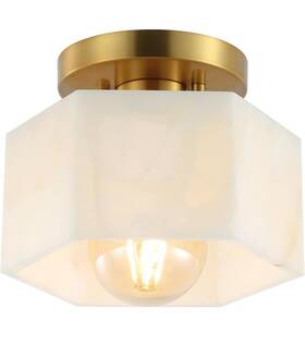 Jyl1204a Jonathan Y 92234772 Tessa 8 Inch 1-light Alabaster/iron Hexagonal Led Semi Flush 1b