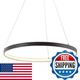 Jonathan Y B07gcfxvlg 23.75 Matte Black Modern Integrated Led Pendant Light Dimmable Round