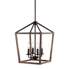 Jyl1322a Jonathan Y 13 Inch Oil Rubbed Bronze/faux Wood 4light Farmhouse Lantern Pendant L