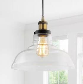 Jyl3522a Jonathan Y Litchfield 11 In 1-light Brass Gold Farmhouse Metal/glass Led Pendant