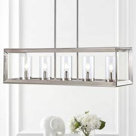 Jyl7414b Jonathan Y Anna 38.5 Inch Linear 5-light Nickel Metal/glass Led Pendant