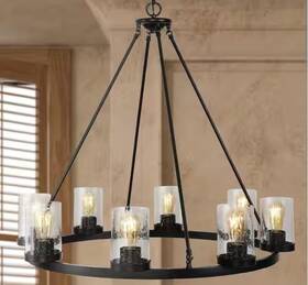 Jyl7554a Jonathan Y Wrought Iron Seeded Glass 33 Inch Dimmable Versatile 8 Light Led Kitchen Chandelier