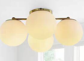 Jyl7571a Jonathan Y 18 Inch 4-light Brass Gold Bohemian Farmhouse Iron/frosted Glass Led