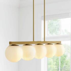 Jyl7572a Jonathan Y Luca Parisian 45.5 Inch 5-light Brass Gold/white Modern Glam Iron Led