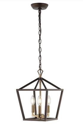 Jyl7601d Jonathan Y 10 Inch Oil Rubbed Bronze/brass Gold 3-light Pagoda Led Pendant Lantern Classic