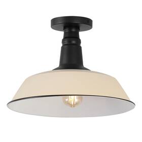 Jyl7617j Jonathan Y 14 Inch Matte Almond/black 1-light Industrial Led Semi Flush Mount Ceiling Light