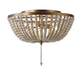 Jyl9019a Jonathan Y Allison 15 Inch Wood Beaded/metal Led Flush Mount Antique Gold Ob