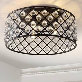 Jyl9024a Jonathan Y Gabrielle 19 Inch Oil Rubbed Bronze/clear Metal/crystal Led Flush