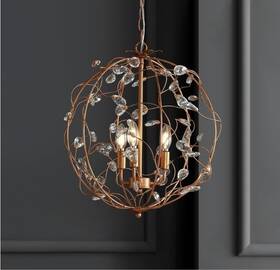 Jyl9042a Jonathan Y Pendant 3-light 20 Inch Adjustable Metal/glass Dimmable Antique Gold