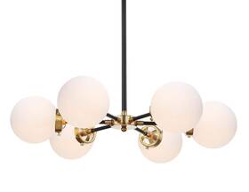 Jyl9059b Jonathan Y Caleb Adjustable 6-light 28 Inch Brass Cluster Pendant Midcenturycontemp