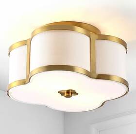 Jyl9508b Jonathan Y Quatrefoil 18 In Brass Gold Metal Shade Led Flush Mount Light New
